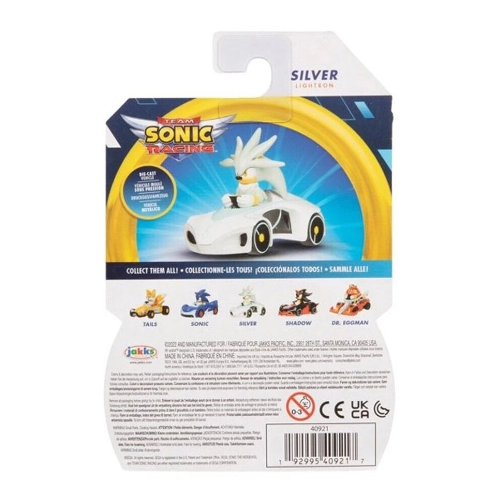 Sonic the Hedgehog Die-Cast Vehicle Wave 2 - Silver Hedgehog Lightron Car Figure - Picture 3 of 6